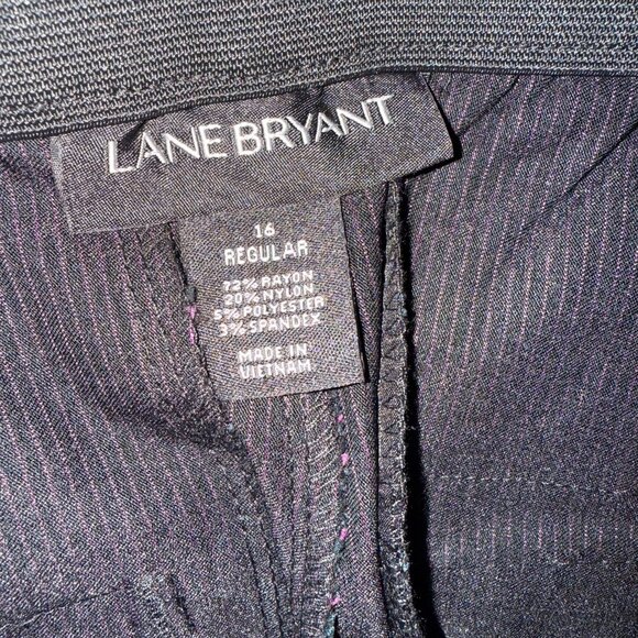 Lane Bryant Women's Plus Size 16 Black Pinstripe Pants Pink Pinstripes NWT Allie - Picture 11 of 13